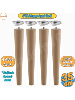 Badem10 4'lü Ahşap Sehpa Ayak Takımı 35 cm Zigon - Puf - Tabure