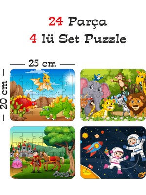 Gift Plus 24 Parça Ahşap Eğitici Yapboz Puzzle Seti (Set 6)
