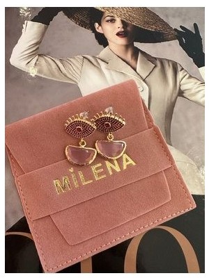 Milena Istanbul Zirkon Taşlı Göz Ucu Sallantılı Doğal Taş Özel Tasarım Küpe