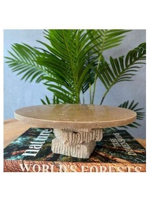 Traverten Tırtıklı Ayaklı Sunumluk ,traverten Sunumluk , Traverten Mermer El Işçiliği Sunumluk