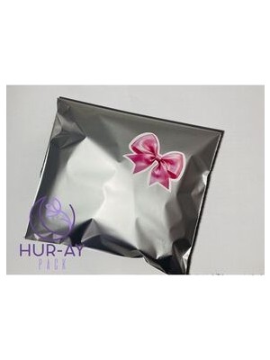 HUR-AY PACK 25X35 cm Lux Gümüş Gri Metalize Hediye Poşeti / Hediye Paketi / 10  Adet