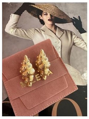 Milena Istanbul  Zirkon Taşlı Deniz Kabuğu  Özel Tasarım Küpe