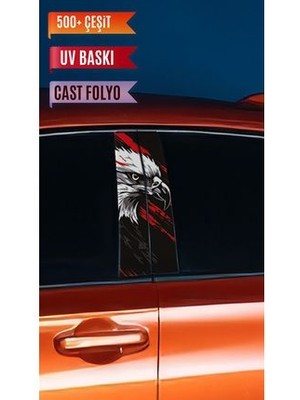 Araç Kapı Direk Kaplama Folyosu Kartal Desenli (Sağ Sol Takım) (2 Adet) - 22X50 cm