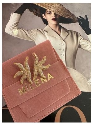 Milena Istanbul Şeffaf Zirkon Taşlı Deniz Yıldızı  Özel Tasarım Küpe