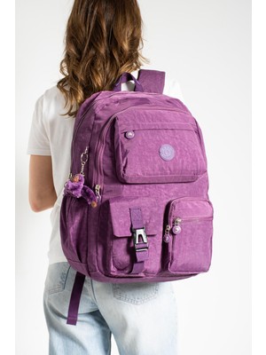 Duomino Krinkıl Suya Dayanıklı Büyük Boy Mor Klinkır Sırt Çantası/laptop Seyahat Okul Çanta 15,6 Lise