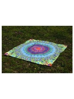 Enteka Design Renkli Mandala Desenli Yoga Piknik Koltuk Masa Plaj Duvar Örtüsü