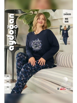 Aydoğan Kadın Inci Büyük Beden Bloom Lacivert Pijama Takım 0650