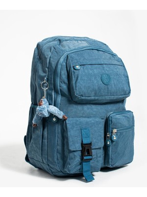 Duomino Krinkıl Suya Dayanıklı Büyük Boy Turkuaz Mavi Klinkır Sırt Çantası 15,6 Laptop Seyahat Okul Çanta