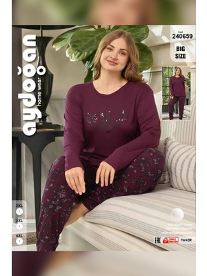 Aydoğan Kadın Inci Büyük Beden Wıld Vişneçürüğü Pijama Takım 0659