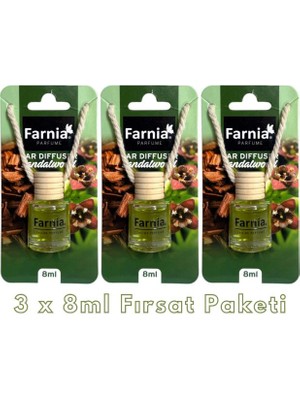 Farnia Yüksek Esanslı Askılı Araç Kokusu Edp Parfüm Sandal Ağacı 8 ml 3 Adet Avantaj Paketi