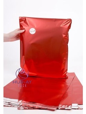 HUR-AY PACK 35X50 cm Lux Kırmızı Metalize Hediye Poşeti / Hediye Paketi / 10  Adet