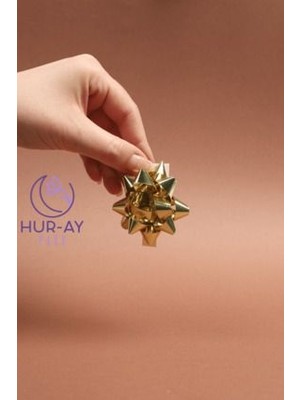 HUR-AY PACK Gold Renk / Metalize Yıldız Hediye Süsü / Paketleme Rafyası