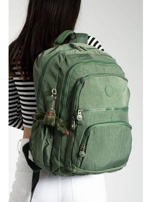 Krinkıl Suya Dayanıklı Büyük Boy Haki Yeşil Klinkır Sırt Çantası/laptop Seyahat Okul Çanta 15,6 Lise