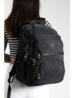 Duomino Krinkıl Suya Dayanıklı Büyük Boy Siyah Klinkır Sırt Çantası/laptop Seyahat Okul Çanta 15,6 Lise