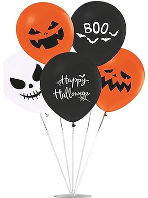 Balon Diyarı Cadılar Bayramı Balkabağı Boo Baskılı Balon Halloween Parti Balonu Turuncu Siyah