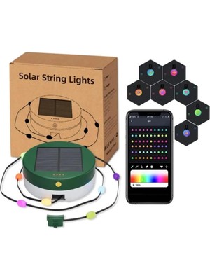 Alkese Güneş Enerjili Solar Android ve Ios Uygulamalı 5 Metre 33 LED Bahçe Aydınlatma Ağaç Süsü