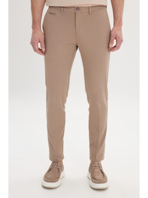 Slim Fit Dar Kesim Yan Cepli Pamuklu Esnek Armürlü Pantolon