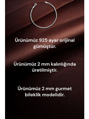 Moda Gümüş Evi 925 Ayar Gümüş 2 mm Gurmet Modeli Erkek Gümüş Bileklik