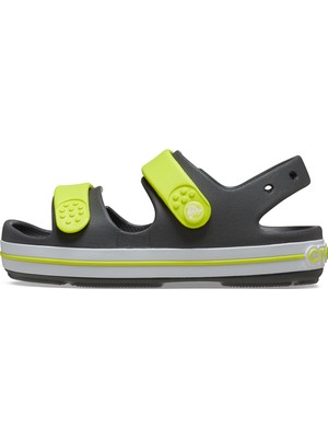 Crocs Unisex Marka Logolu Şık Görünüşlü Çift Bantlı Kalın Tabanlı Kaymaz Rahat Dayanıklı Terlik Slate Grey/acidity Terlik 209424-1NJ