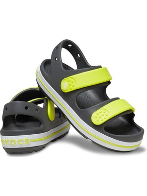 Crocs Unisex Marka Logolu Şık Görünüşlü Çift Bantlı Kalın Tabanlı Kaymaz Rahat Dayanıklı Terlik Slate Grey/acidity Terlik 209424-1NJ