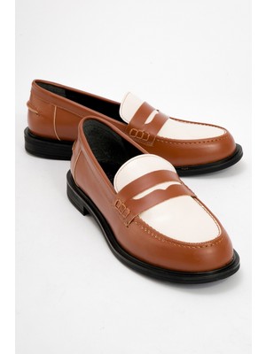 Luvi Choos Taba Krem Kadın Loafer Ayakkabı
