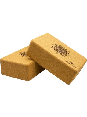 Mandala Desenli Mantar Yoga Blok,yoga Kütüğü, Yoga Tuğlası 7,5x 15X 23 cm 750 Gram 2 Li Set