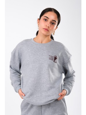 Protect Your Mental Health Relaxed Fit Sweatshirt Kadın - Gri