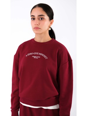 Zero Give Relaxed Fit Sweatshirt Kadın - Bordo