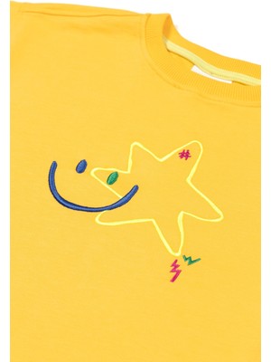 BEETLEBEEZ Çocuk Bisiklet Yaka Nakışlı Sweatshirt - Mango