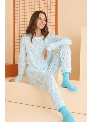 Nbb Mavi Cloud Shaped Pijama Takımı