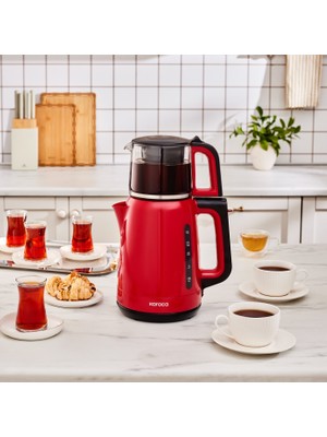 Karaca Mega Tea 1501 Cam Çay Makinesi Cherry Red 1500 W