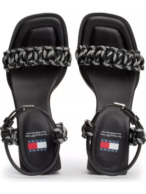 Tommy Hilfiger Kadın The Soho Braıded Topuklu Sandalet-Siyah