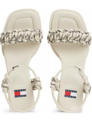 Tommy Hilfiger Kadın The Soho Braıded Topuklu Sandalet-Bej