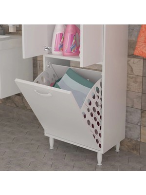 Azzuri Furniture Kopya - Azzuri Home  Infinity Kirli Çamaşır Sepetli Banyo Kiler Oyuncak Çok Amaçlı Dolap Azr-10-11