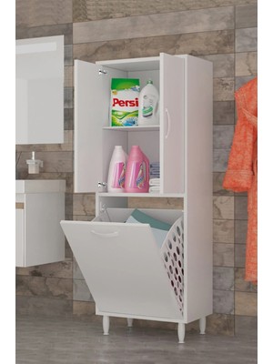 Azzuri Furniture Kopya - Azzuri Home  Infinity Kirli Çamaşır Sepetli Banyo Kiler Oyuncak Çok Amaçlı Dolap Azr-10-11