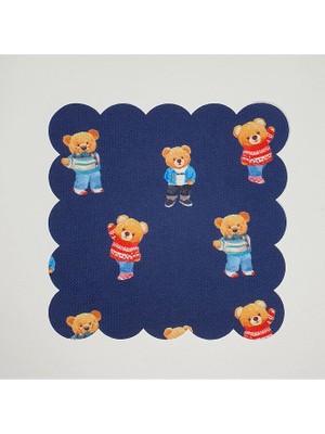 Deco Lacivert Zemin Ayıcık Desenli Dijital Baskılı Kokteyl Peçetesi