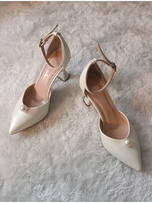 Ruxene Earl Inci Toka ve Bant Detaylı Stiletto 8cm Gelin Ayakkabısı