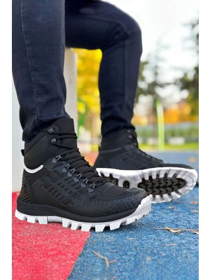 Big King Siyah Beyaz Outdoor Trekking Bot Su Geçirmez Yüksek Topuklu Erkek Ayakkabı