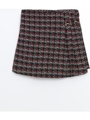 Lcw Kids Ekoseli Beli Lastikli Tüvit Kız Çocuk Şort Etek