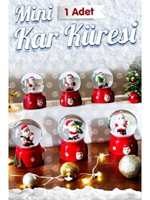 Yılbaşı Temalı 6cm Dekoratif Mini Kar Küresi (1 Adet) Happy-Christmas Yılbaşı Yeni Yıl Hediye -T1097