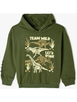 Koton 5Wmb10198Tk 871 Haki Erkek Bebek Pamuk Jersey Sweatshirt