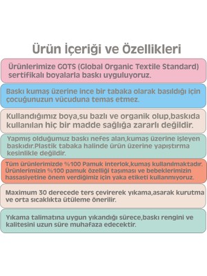 Outdoor One Uzun Kollu %100 Organik Pamuk Baskılı Bebek Body Zıbın ZBN160