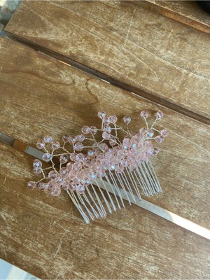 Pearly Handmade Pembe Kristal Tarak Toka