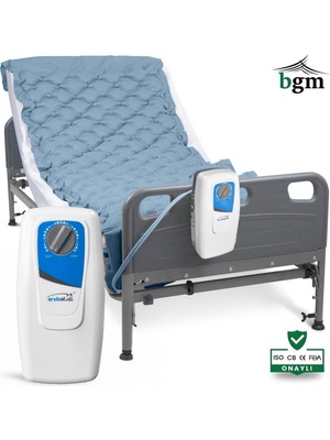 BGM Havalı Yatak Baklava Tipi Havalı Hasta Yatagı Şişme Yatak Mavi Renk