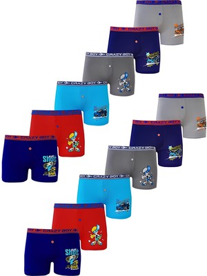 Dode Flora Tutku 0253 Erkek Çocuk 12 Li Paçalı Boxer Karışık Desenli Nefes Alabilir Kumaş