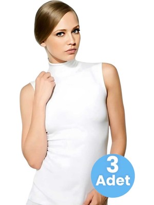 Tezzgelsin Kadın Sıfır Kollu Boğazlı Pamuklu Atlet 3'lü Set