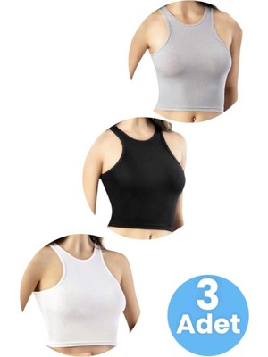 Tezzgelsin Kadın Geniş Askılı Kaşkorse Crop 3'lü Set