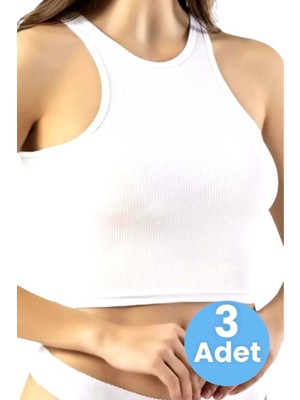 Tezzgelsin Kadın Geniş Askılı Kaşkorse Crop 3'lü Set