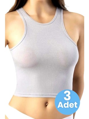 Tezzgelsin Kadın Geniş Askılı Kaşkorse Crop 3'lü Set