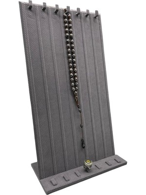 Megass Dekor Yerli Üretim Keten Kumaş Gri Renk 45/25 cm Ayaklı Tırnaklı Tesbih Yüzük Kombin Sergileme Standı